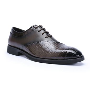 Men's Dress Shoes Crocodile Embossed Lace-up Business Casual Oxford Shoes