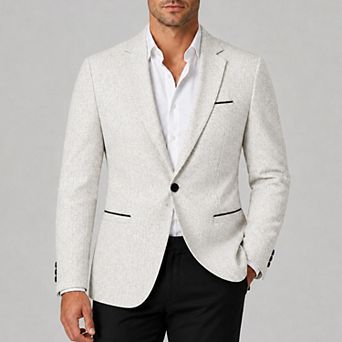 Men's Blazer Modern Fit One Button Tailored Business Dress Sport Coat