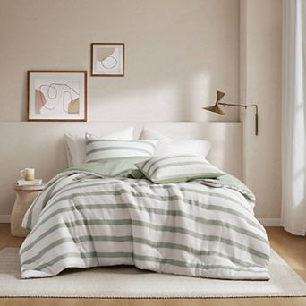 GDFStudio 3 pc Yarn-Dyed Striped Comforter Set with Premium Texture