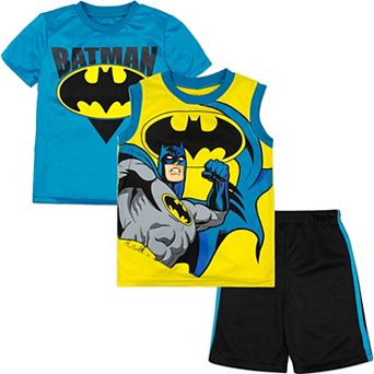 DC Comics Justice League Batman Athletic Tank, T-Shirt and Shorts Set