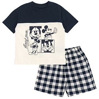 Disney's Mickey Mouse T-Shirt and Plaid Shorts Set
