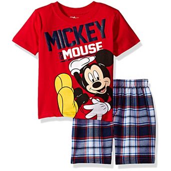 Disney's Mickey Mouse T-Shirt and Plaid Shorts Set