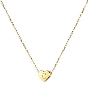 14K Gold Plated Dainty Tiny Initial Heart Choker Necklace Adjustable Slider