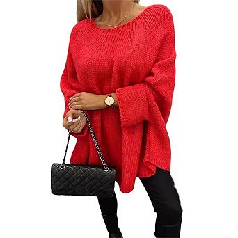 Women's Knit Poncho Style Pullover Sweater Wrap Top