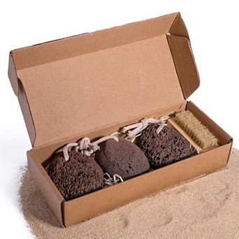 3-Pack Natural Lava Pumice Stones for Feet, Exfoliating Callus Remover with Hanging Loops