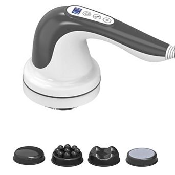 Handheld Deep Tissue Body Massager with 4 Interchangeable Nodes & Heat