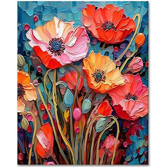 Paint by Numbers Kit Modern Impressionist Flowers on Canvas with Acrylic Paint