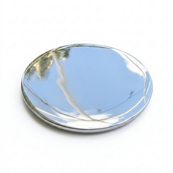 Recycled Aluminum Round Candle Holder & Coaster 4-Inch Modern Metallic Pillar Tray