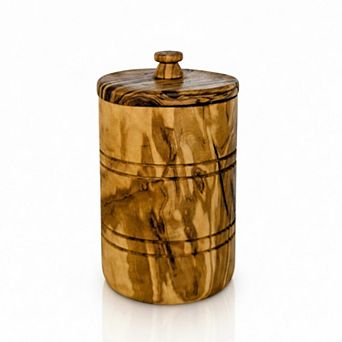 Mediterranean Olive Wood Salt Keeper Spice Jar with Lid 8 oz Spice & Herb Storage Cellar