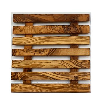 Mediterranean Olive Wood Square Pan Coaster Heat-Resistant Trivet & Countertop Protector