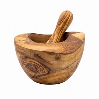 Olive Wood Mortar and Pestle Set Herb & Spice Grinder