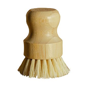 Bamboo & Sisal Fiber Dish Brush 3-Inch Natural Scrub Brush for Cast Iron, Dishes & Produce