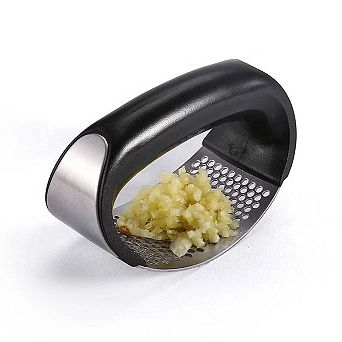 Stainless Steel Rocking Garlic Press & Mincer Ergonomic Curved Garlic Crusher Tool