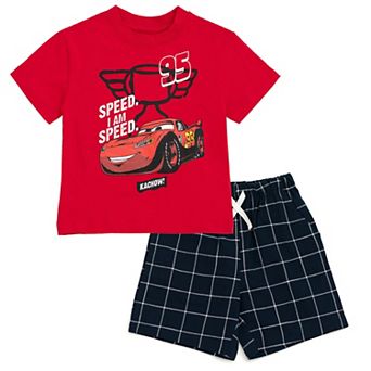 Disney's Cars Lightning McQueen T-Shirt and Plaid Shorts Set