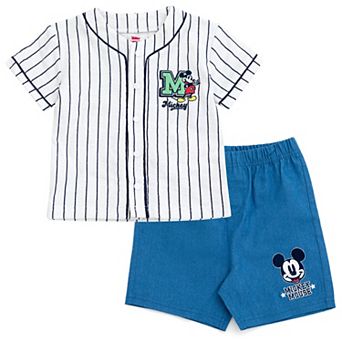 Disney's Mickey Mouse Baseball Jersey and Denim Shorts Set