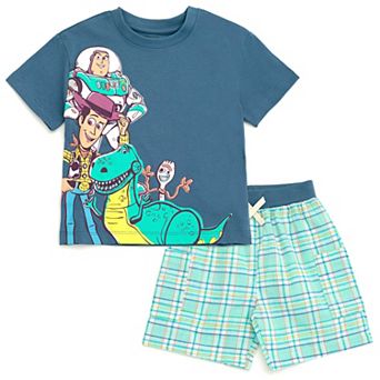 Disney Toy Story T-Shirt and Plaid Shorts Set