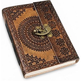 Handmade Genuine Leather Journal Eco-Friendly Unlined Pages Compact Travel Diary with Lock