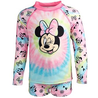 Disney Minnie Mouse 2 pc Swimwear Rash Guard and Shorts Set