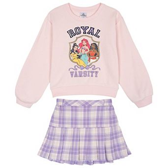 Disney Princess Sweatshirt and Plaid Pleated Skirt Set