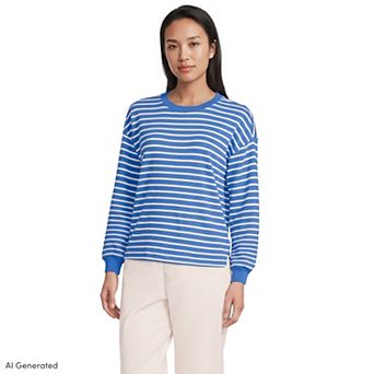 Women's Lands' End Long Sleeve Mariner Crewneck Tee