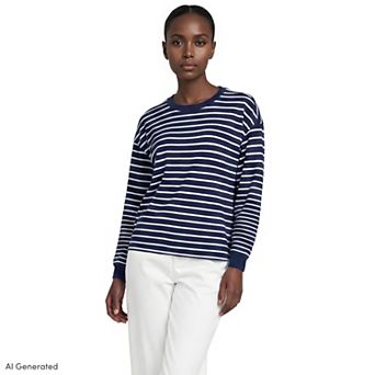 Women's Lands' End Long Sleeve Mariner Crewneck Tee