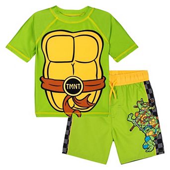 Teenage Mutant Ninja Turtles 2 pc Swimwear Rash Guard and Swim Trunks Set