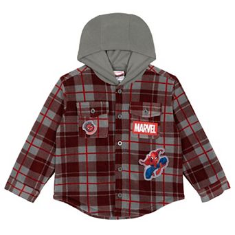 Marvel Spider-Man Fleece Hooded Shirt Jacket