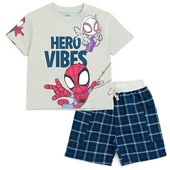 Marvel Spidey and His Amazing Friends T-Shirt and Plaid Shorts Set