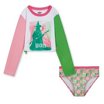 Wicked Cropped Swimwear Rash Guard and Bikini Set