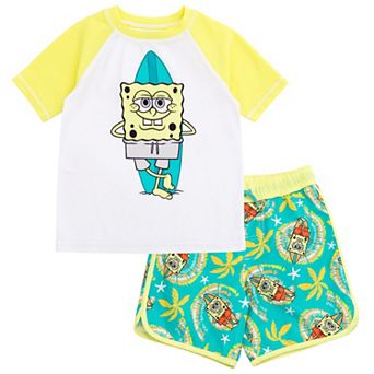 SpongeBob SquarePants 2 pc Swimwear Rash Guard and Swim Trunks Set