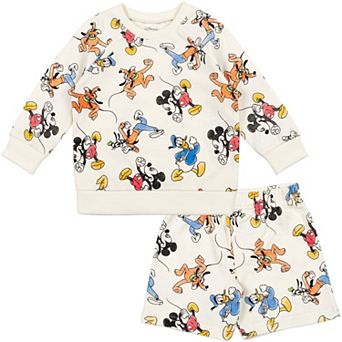 Disney Mickey Mouse 2 pc French Terry Sweatshirt and Shorts Set