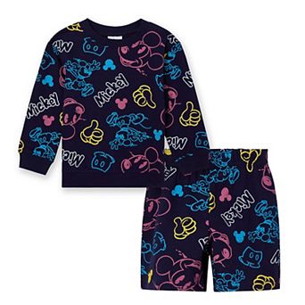Disney Mickey Mouse 2 pc French Terry Sweatshirt and Shorts Set