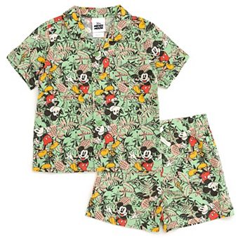 Disney's Mickey Mouse Hawaiian 2 pc Button-Down Shirt and Shorts Set