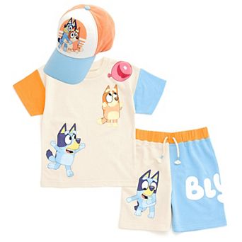 Bluey T-Shirt and Shorts Set with Hat