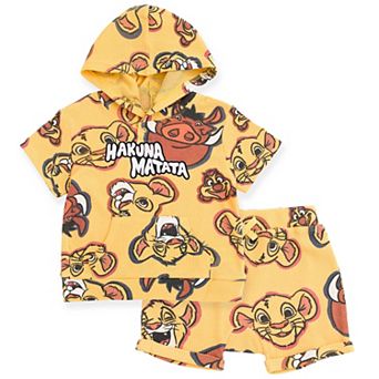 Disney Lion King 2 pc Waffle Hooded Tee and Shorts Set