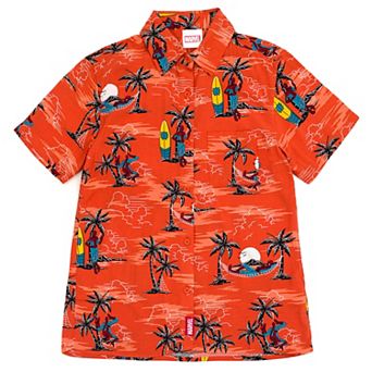Marvel Spider-Man Button Front Hawaiian Shirt
