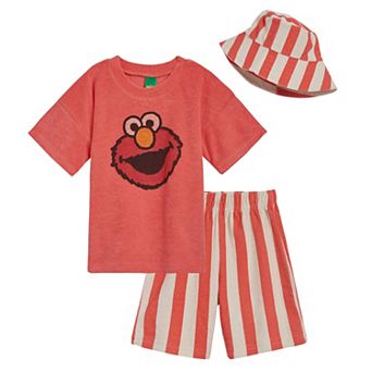 Sesame Street Elmo T-Shirt and Shorts Set with Bucket Hat