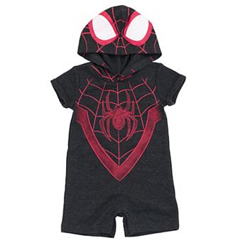 Marvel Spider-Verse Miles Morales Cosplay Hooded Romper