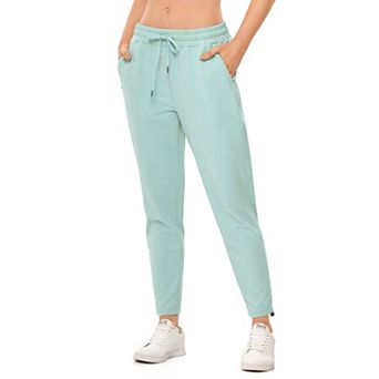 Womens Sweatpants with Zipper Pockets Ankle Side Ruched Jogger Drawstring Sport Pants Athletic