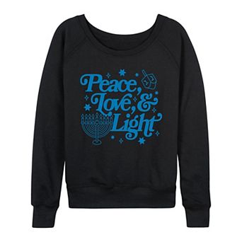Women's Hanukkah Peace, Love, & Light French Terry Long Sleeve Tee