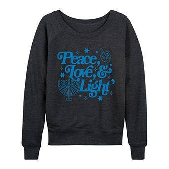 Women's Hanukkah Peace, Love, & Light French Terry Long Sleeve Tee