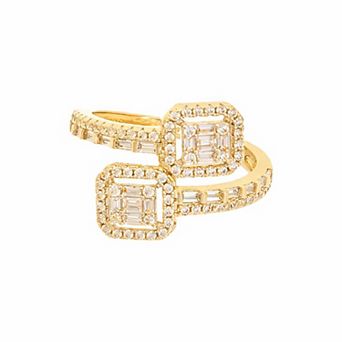 Juvell Cubic Zirconia Double Halo Bypass Ring