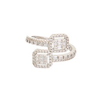Juvell Cubic Zirconia Double Halo Bypass Ring
