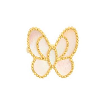 Juvell Gold-Tone Mother-of-Pearl Butterfly Ring