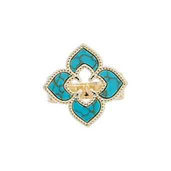 Juvell Gold-Tone Simulated Stone Clover Ring
