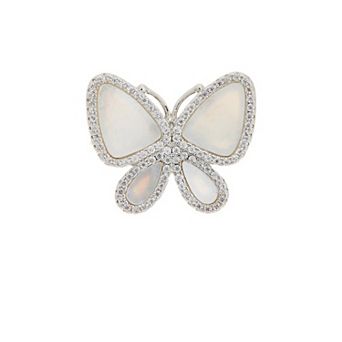 Juvell Cubic Zirconia Mother-of-Pearl Butterfly Ring