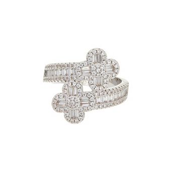 Juvell Cubic Zirconia Clover Bypass Ring