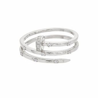 Juvell Cubic Zirconia Nail Coil Ring