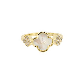 Juvell Cubic Zirconia Mother-of-Pearl Clover Ring
