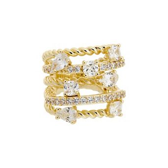 Juvell Gold Tone Cubic Zirconia Twisted Multi-Band Ring